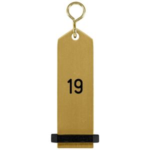 VEGA Schlüsselanhänger Bumerang mit Ziffernprägung; 10x3 cm (LxB); gold; Prägung 19