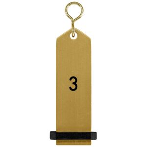 VEGA Schlüsselanhänger Bumerang mit Ziffernprägung; 10x3 cm (LxB); gold; Prägung 3