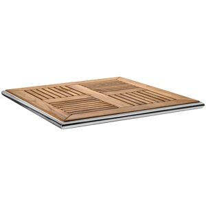 VEGA Teak-Tischplatte Luigi mit Alu-Rahmen; 70x70x2 cm (LxBxH); braun/silber; quadratisch