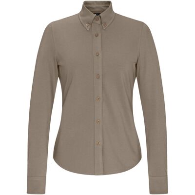 JOBELINE Damen Bluse Piqué Langarm; Kleidergrösse M; taupe JOBELINE Damen Bluse Piqué Langarm; Kleidergrösse M; taupe