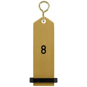 VEGA Schlüsselanhänger Bumerang mit Ziffernprägung; 10x3 cm (LxB); gold; Prägung 8