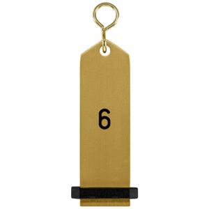 VEGA Schlüsselanhänger Bumerang mit Ziffernprägung; 10x3 cm (LxB); gold; Prägung 6