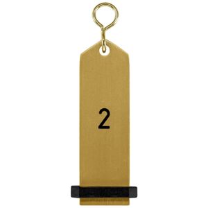 VEGA Schlüsselanhänger Bumerang mit Ziffernprägung; 10x3 cm (LxB); gold; Prägung 2
