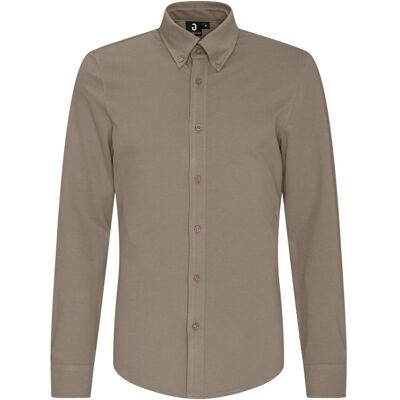 JOBELINE Herren Hemd Piqué Langarm; Kleidergrösse S; taupe JOBELINE Herren Hemd Piqué Langarm; Kleidergrösse S; taupe
