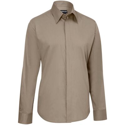 JOBELINE Herren Hemd Noah Langarm; Kleidergrösse 43/44; taupe JOBELINE Herren Hemd Noah Langarm; Kleidergrösse 43/44; taupe