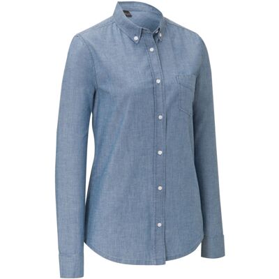 JOBELINE Damen Bluse Chambray Langarm; Kleidergrösse 42; blau JOBELINE Damen Bluse Chambray Langarm; Kleidergrösse 42; blau