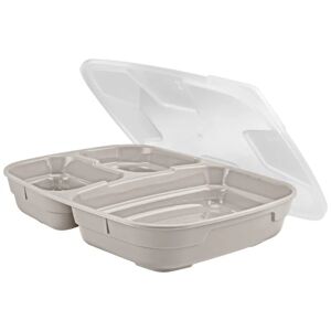 Thermohauser Mehrweg-Menübehälter Goodbowl Trio; 1020ml, 24.7x18.5x5.05x5 cm (LxBxØxH); sand; rechteckig; 5 Stück / Packung