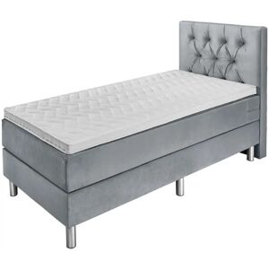 ERWIN M. Boxspringbett Basic Velours, Rückenteil Chesterfield; 90x200x63 cm (BxLxH); hellgrau; H3-fest