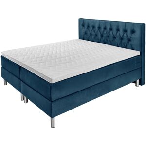 ERWIN M. Boxspringbett Premium Velours, Rückenteil Chesterfield; 200x200x69 cm (BxLxH); dunkelblau; H3-fest