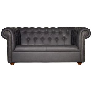 VEGA 2-Sitzer Sofa Chesterfield inkl. Füssen; 167x97x72.5 cm (BxTxH); Sitz anthrazit, Gestell braun