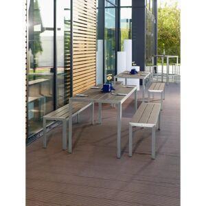 VEGA Tisch-Bank-Set Artless; 160x72x75 cm (LxBxH); Platte grau, Gestell silber