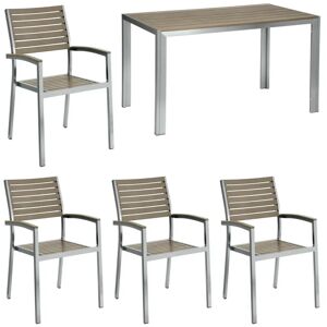 VEGA Sitzgruppe Artless 5-teilig; 160x72x75 cm (LxBxH); Platte grau, Gestell silber