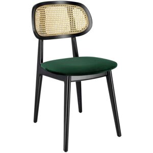 VEGA Wiener Geflecht Stuhl Vindo Samt; 45x51x83 cm (BxTxH); Sitz tannengrün, Gestell schwarz; 2 Stück / Pack VEGA Wiener Geflecht Stuhl Vindo Samt; 45x51x83 cm (BxTxH); Sitz tannengrün, Gestell schwarz; 2 Stück / Pack