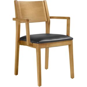 VEGA Stapelstuhl Stak Kunstleder, mit Armlehne; 48x51x86 cm (BxTxH); Sitz schwarz, Gestell hellbraun; 2 Stück / Pack VEGA Stapelstuhl Stak Kunstleder, mit Armlehne; 48x51x86 cm (BxTxH); Sitz schwarz, Gestell hellbraun; 2 Stück / Pack