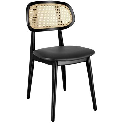 VEGA Wiener Geflecht Stuhl Vindo Kunstleder; 45x51x83 cm (BxTxH); Sitz schwarz, Gestell schwarz; 2 Stück / Pack VEGA Wiener Geflecht Stuhl Vindo Kunstleder; 45x51x83 cm (BxTxH); Sitz schwarz, Gestell schwarz; 2 Stück / Pack