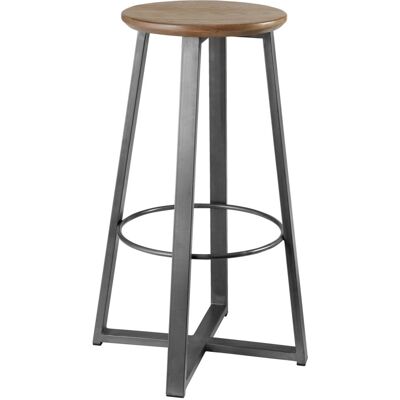 VEGA Barhocker Metalio mit Holzsitz; 38x38x81 cm (BxTxH); Sitz eiche antik, Gestell grau VEGA Barhocker Metalio mit Holzsitz; 38x38x81 cm (BxTxH); Sitz eiche antik, Gestell grau