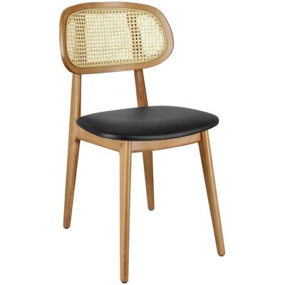 VEGA Wiener Geflecht Stuhl Vindo Kunstleder; 45x51x83 cm (BxTxH); Sitz schwarz, Gestell hellbraun; 2 Stück / Pack VEGA Wiener Geflecht Stuhl Vindo Kunstleder; 45x51x83 cm (BxTxH); Sitz schwarz, Gestell hellbraun; 2 Stück / Pack