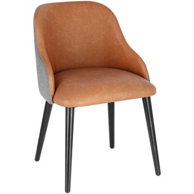 VEGA Polsterstuhl Almonda Mix Kunstleder, Stoff; 54x64x77.5 cm (BxTxH); Sitz cognac, Gestell schwarz VEGA Polsterstuhl Almonda Mix Kunstleder, Stoff; 54x64x77.5 cm (BxTxH); Sitz cognac, Gestell schwarz