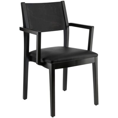 VEGA Stapelstuhl Stak Kunstleder, mit Armlehne; 48x51x86 cm (BxTxH); Sitz schwarz, Gestell wenge; 2 Stück / Pack VEGA Stapelstuhl Stak Kunstleder, mit Armlehne; 48x51x86 cm (BxTxH); Sitz schwarz, Gestell wenge; 2 Stück / Pack