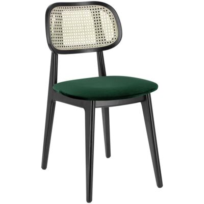 VEGA Stuhl Cane Samt; 45x51x83 cm (BxTxH); Sitz tannengrün, Gestell schwarz; 2 Stück / Pack VEGA Stuhl Cane Samt; 45x51x83 cm (BxTxH); Sitz tannengrün, Gestell schwarz; 2 Stück / Pack