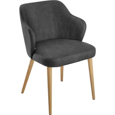 VEGA Polsterstuhl Katya Kunstleder; 55x58x81 cm (BxTxH); Sitz anthrazit, Gestell braun VEGA Polsterstuhl Katya Kunstleder; 55x58x81 cm (BxTxH); Sitz anthrazit, Gestell braun