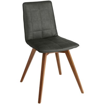 VEGA Schalenstuhl Milaria Kunstleder, 2er Pack; 60x51x88.5 cm (BxTxH); Sitz anthrazit, Gestell nussbaum; 2 Set / Pack VEGA Schalenstuhl Milaria Kunstleder, 2er Pack; 60x51x88.5 cm (BxTxH); Sitz anthrazit, Gestell nussbaum; 2 Set / Pack