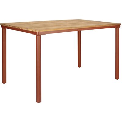 VEGA Outdoor-Teaktisch Zolia rechteckig; 130x80x76 cm (LxBxH); Platte braun, Gestell rostbraun; rechteckig VEGA Outdoor-Teaktisch Zolia rechteckig; 130x80x76 cm (LxBxH); Platte braun, Gestell rostbraun; rechteckig