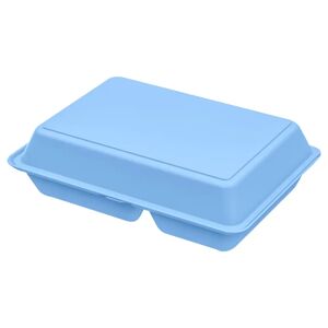 elasto REuse Mehrweg Menü-Box Hotaka 3-geteilt; 800ml, 21x29x8.4 cm (LxBxH); blau; rechteckig; 18 Stück / Packung