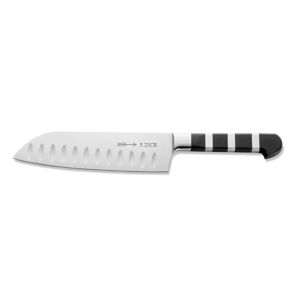 F. Dick Santoku mit Kullen 1905; Klingenlänge 18 cm, 30 cm (L); silber/schwarz