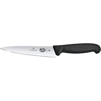 Victorinox Kochmesser Fibrox gebogen; Klingenlänge 15 cm, 28.4 cm (L); silber/schwarz Victorinox Kochmesser Fibrox gebogen; Klingenlänge 15 cm, 28.4 cm (L); silber/schwarz