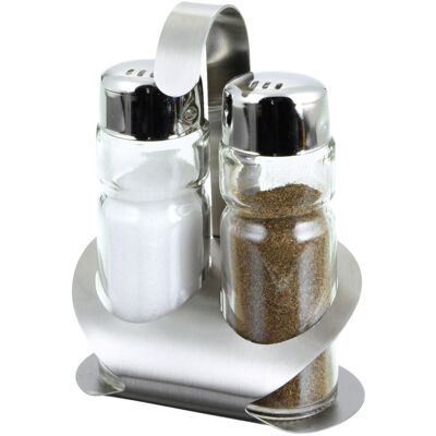 PULSIVA Salz-/Pfefferstreuer Battuda 3-teilig; 50 ml, 8.5x12x6 cm (BxHxT); silber/transparent; 6 Set / Pack PULSIVA Salz-/Pfefferstreuer Battuda 3-teilig; 50 ml, 8.5x12x6 cm (BxHxT); silber/transparent; 6 Set / Pack