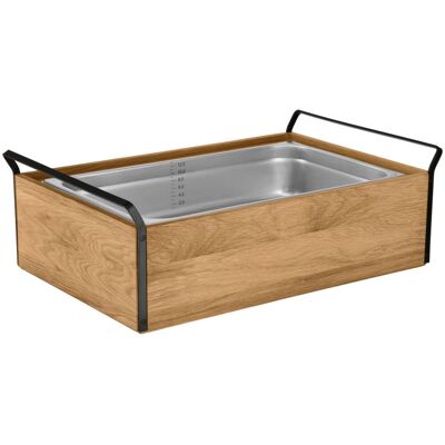 VEGA Buffet Kühltablett Esino hoch 10 cm Edelstahl 1/1; Grösse GN 1/1, 61.9x38.6x20.9 cm (LxBxH); eiche/schwarz/edelstahl; rechteckig VEGA Buffet Kühltablett Esino hoch 10 cm Edelstahl 1/1; Grösse GN 1/1, 61.9x38.6x20.9 cm (LxBxH); eiche/schwarz/edelstahl; rechteckig