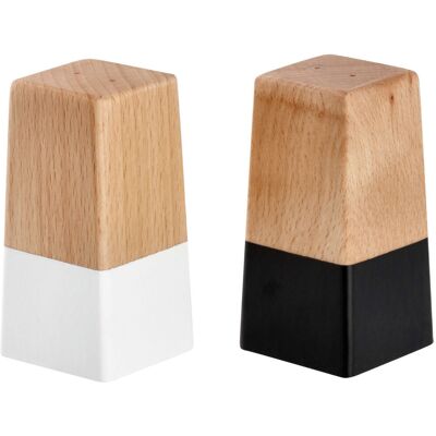 Vega Kayu Salz- und PfefferSet - Quadratisch Buchenholz 4,5x9x4,5 cm Vega Kayu Salz- und PfefferSet - Quadratisch Buchenholz 4,5x9x4,5 cm