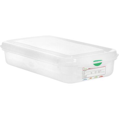 Denox GN-Kunststoffbehälter Dena 1/3; Grösse GN 1/3, 2500 ml, 32.5x17.6x6.5 cm (LxBxT); transparent; 6 Stück / Pack Denox GN-Kunststoffbehälter Dena 1/3; Grösse GN 1/3, 2500 ml, 32.5x17.6x6.5 cm (LxBxT); transparent; 6 Stück / Pack