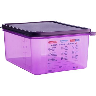 Araven GN-Lebensmittelbehälter; Grösse GN 1/2, 10000 ml, 32.5x26.5x15 cm (LxBxT); violett Araven GN-Lebensmittelbehälter; Grösse GN 1/2, 10000 ml, 32.5x26.5x15 cm (LxBxT); violett