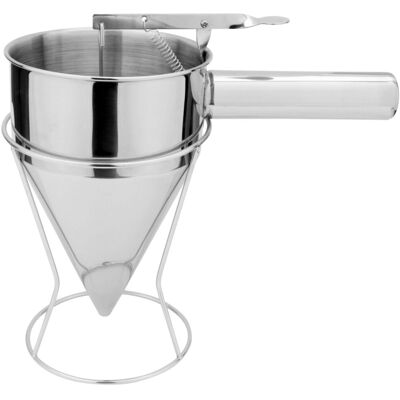 Weis Fondant- und Fülltrichter 1 Liter mit Ständer; 1000 ml, 22.5x13.5x19.5 cm (LxBxH); silber Weis Fondant- und Fülltrichter 1 Liter mit Ständer; 1000 ml, 22.5x13.5x19.5 cm (LxBxH); silber