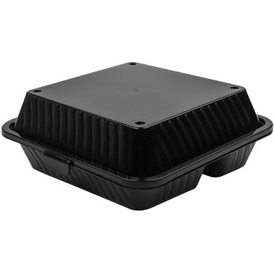 Contacto Mehrweg-Menübehälter Eco-Takeout dreigeteilt, hoher Deckel; 23x23x9 cm (LxBxH); schwarz; quadratisch; 12 Stück / Pack Contacto Mehrweg-Menübehälter Eco-Takeout dreigeteilt, hoher Deckel; 23x23x9 cm (LxBxH); schwarz; quadratisch; 12 Stück / Pack