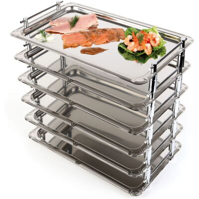 APS GN 1/1 System-Tablett 53 x 32,5 cm, Nutzhöhe 4 cm; 53x32.5x5.5 cm (LxBxH); silber; rechteckig APS GN 1/1 System-Tablett 53 x 32,5 cm, Nutzhöhe 4 cm; 53x32.5x5.5 cm (LxBxH); silber; rechteckig
