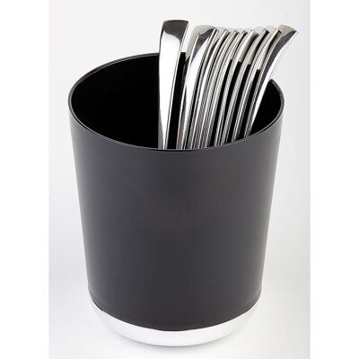APS Tischreste- / Besteck Behälter Base Chrom; 1300 ml, 13x15.5 cm (ØxH); schwarz; rund APS Tischreste- / Besteck Behälter Base Chrom; 1300 ml, 13x15.5 cm (ØxH); schwarz; rund