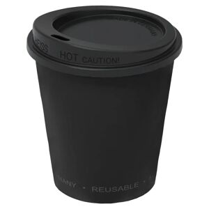 elasto REuse Mehrwegbecher Michigan inkl. Deckel; 200ml, 7.9x8.2 cm (ØxH); schwarz; 25 Stück / Packung