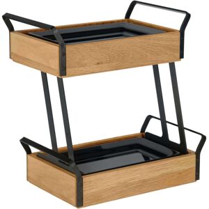 VEGA Buffet Kühltablett Esino Melamin flach 1/4 + flach 1/4 zweistöckig; Grösse GN 1/4, 35.4x21x36.9 cm (LxBxH); eiche/schwarz; rechteckig VEGA Buffet Kühltablett Esino Melamin flach 1/4 + flach 1/4 zweistöckig; Grösse GN 1/4, 35.4x21x36.9 cm (LxBxH); eiche/schwarz; rechteckig