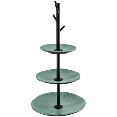 VEGA Etagere Tuska 3-stöckig; 26x54.4 cm (ØxH); grün/grau/schwarz; rund VEGA Etagere Tuska 3-stöckig; 26x54.4 cm (ØxH); grün/grau/schwarz; rund