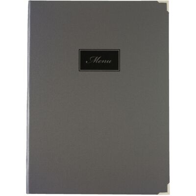 VEGA Speisekarte Oscar mit Prägung MENU A5 hoch; Grösse DIN A5, 18.7x24.8 cm (BxH); grau; 10 Seiten VEGA Speisekarte Oscar mit Prägung MENU A5 hoch; Grösse DIN A5, 18.7x24.8 cm (BxH); grau; 10 Seiten