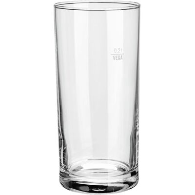 VEGA Trinkglas Regular; 290 ml, 6.3x13.5 cm (ØxH); transparent; 0.2 l Eichstrich, 12 Stück / Pack VEGA Trinkglas Regular; 290 ml, 6.3x13.5 cm (ØxH); transparent; 0.2 l Eichstrich, 12 Stück / Pack