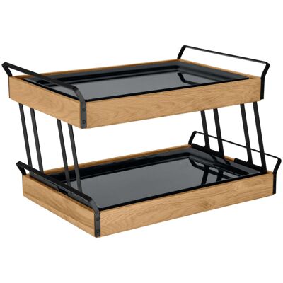 VEGA Buffet Kühltablett Esino flach Melamin 2x 1/1 zweistöckig; Grösse GN 1/1, 61.9x38.6x36.9 cm (LxBxH); eiche/schwarz; rechteckig VEGA Buffet Kühltablett Esino flach Melamin 2x 1/1 zweistöckig; Grösse GN 1/1, 61.9x38.6x36.9 cm (LxBxH); eiche/schwarz; rechteckig