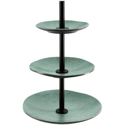 VEGA Etagere Tuska 3-stöckig; 26x41.1 cm (ØxH); grün/grau/schwarz; rund VEGA Etagere Tuska 3-stöckig; 26x41.1 cm (ØxH); grün/grau/schwarz; rund