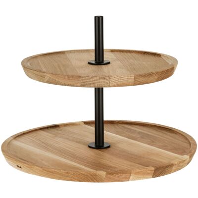 VEGA Etagere Cornu 2-stöckig kurz ohne Füsse; 34.8x25.5 cm (ØxH); eiche/schwarz; rund VEGA Etagere Cornu 2-stöckig kurz ohne Füsse; 34.8x25.5 cm (ØxH); eiche/schwarz; rund