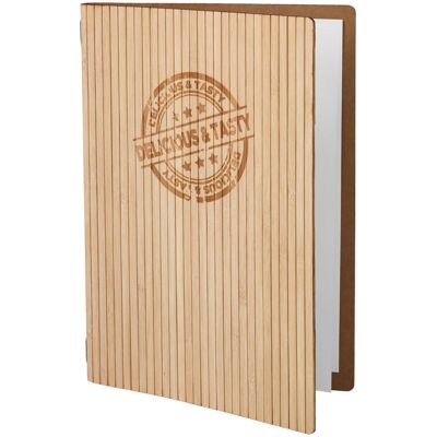 VEGA Speisekarte Pipestone mit Prägung DELICIOUS & TASTY A4; DIN A4, 23x32.5 cm (BxH); beige VEGA Speisekarte Pipestone mit Prägung DELICIOUS & TASTY A4; DIN A4, 23x32.5 cm (BxH); beige