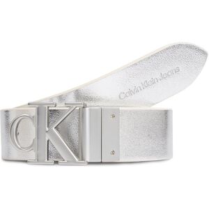 Damengürtel Calvin Klein Jeans Round Mono Pl Rev Lthr Belt 30Mm K60K611489 White/Silver Specchio 0K6 75 female