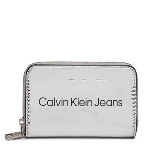 Große Damen Geldbörse Calvin Klein Jeans Sculpted Med Zip Around Mono S K60K611863 Silver 0IM 00 female